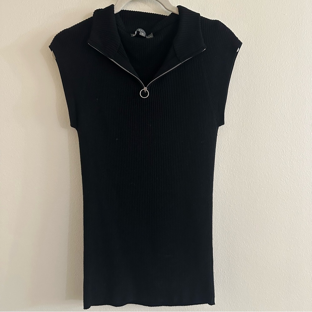 Black Zip Up Blouse